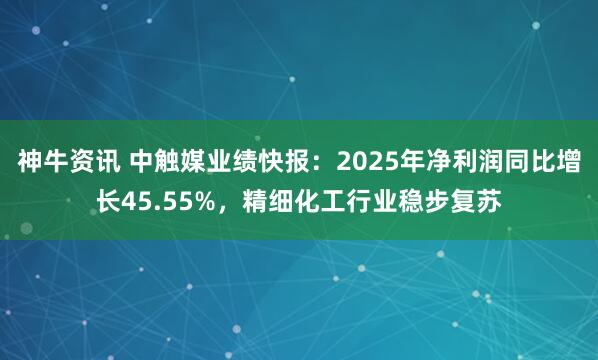 神牛资讯 中触媒业绩快报：2025年净利润同比增长45.55%，精细化工行业稳步复苏
